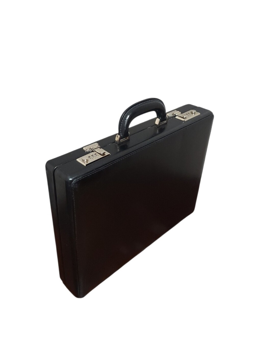 Cole Haan Black Leather Classic Hardshell Attache Briefcase Gently Loved - Picture 5 of 11